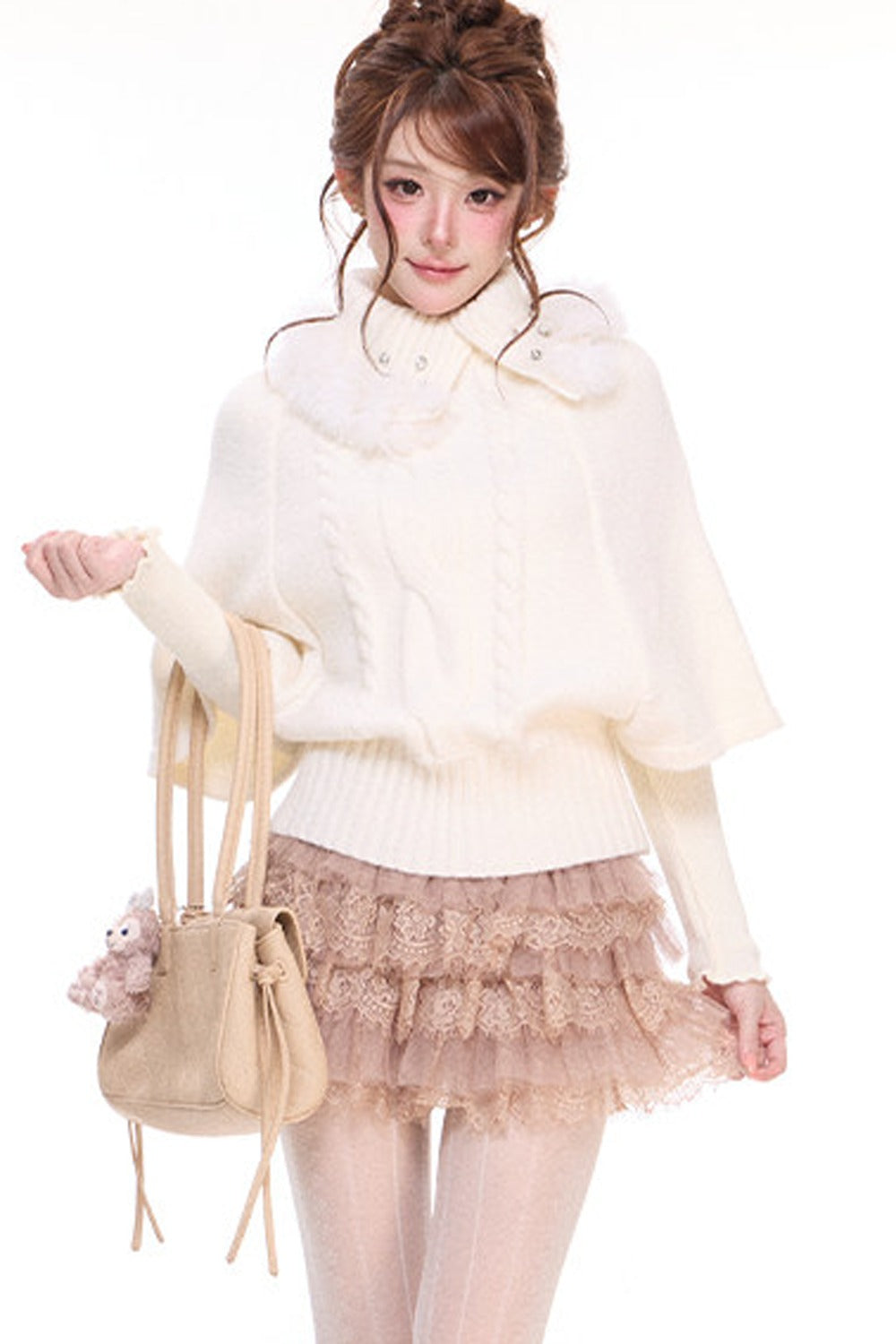 Lace Collar With Mesh Lace Half Skirt Set-Up