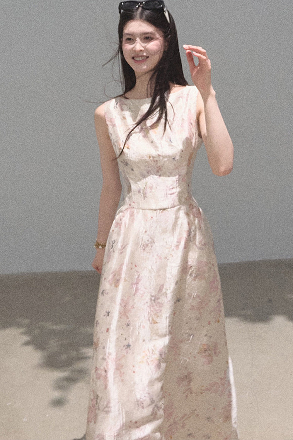 Pink Mist Linen Floral Dress