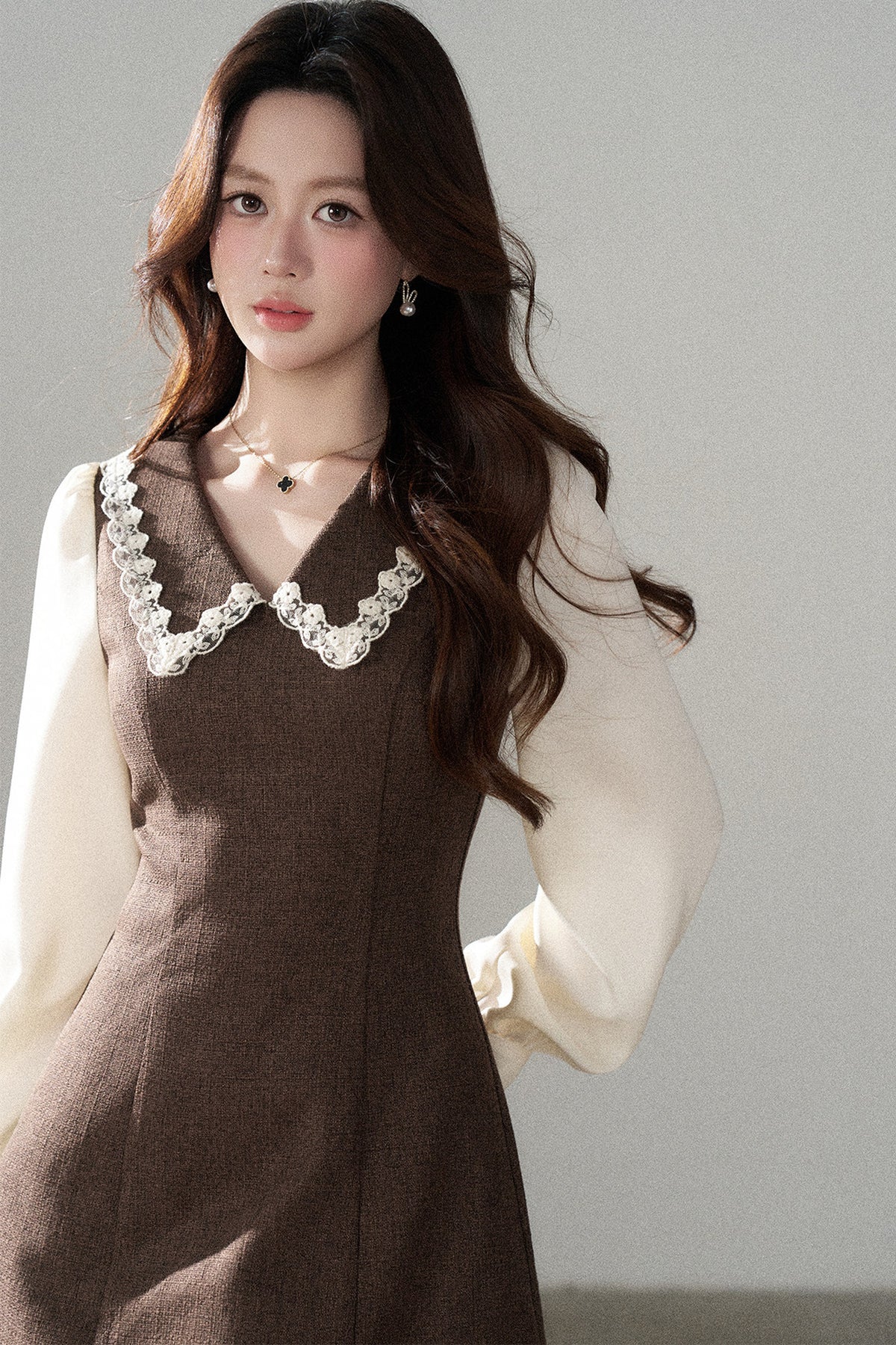Lace Patchwork Layered-Look A-Line Dress
