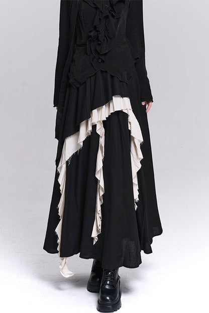 Ghostly Irregular Black Skirt