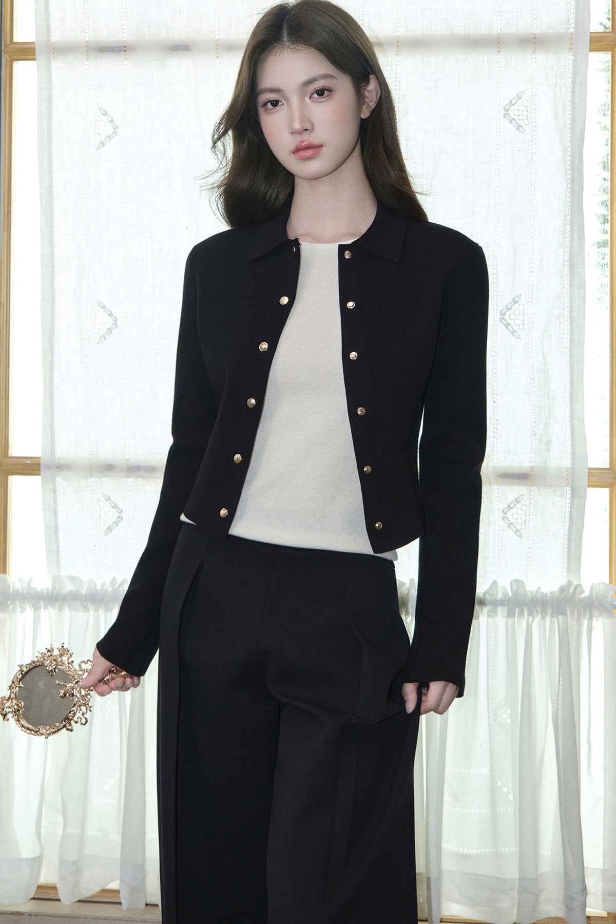 Avenement Wool Blend Long Sleeve Knit Top