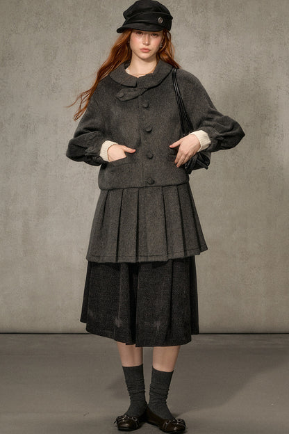White Tea Letterhead Wool Blend Coat