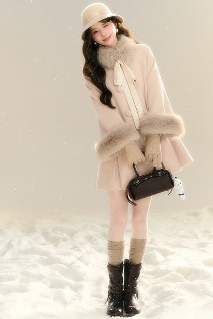 Bow Collar Woolen Coat