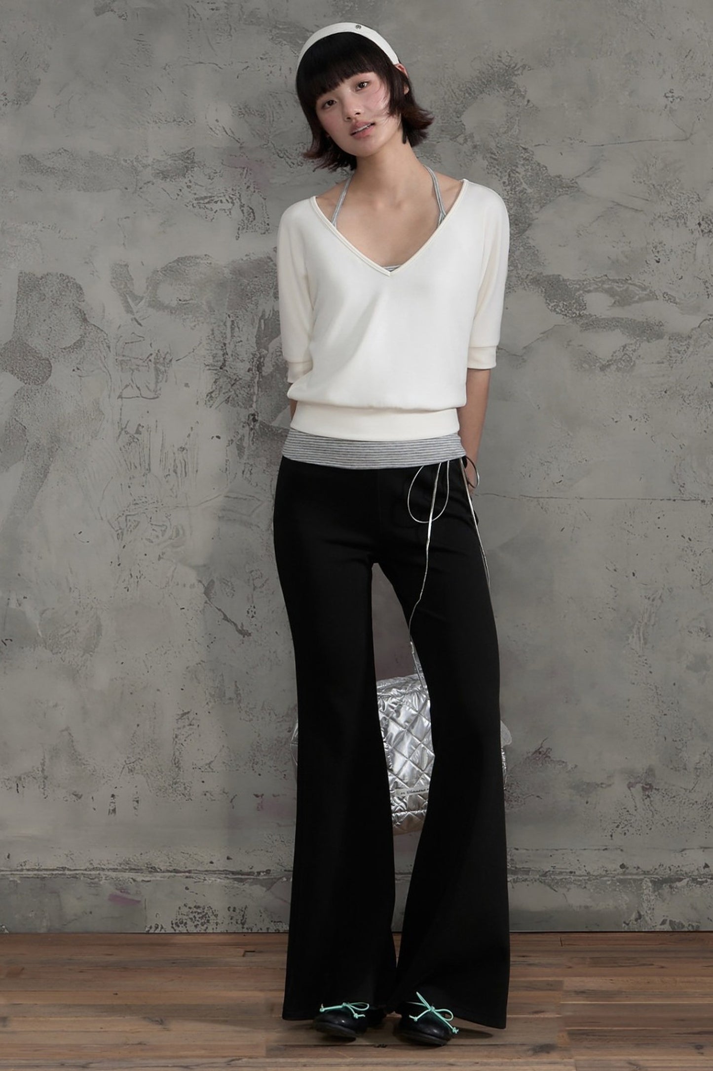 Drawstring Waist Flared Pants