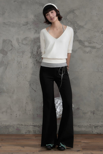 Drawstring Waist Flared Pants