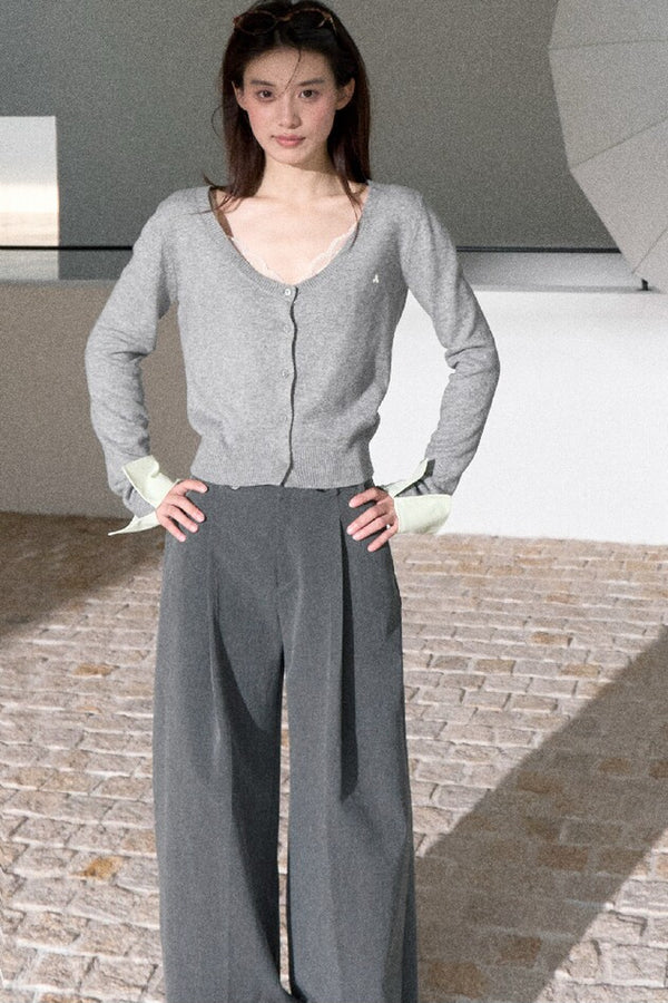 Large U-Neck Knit Cardigan