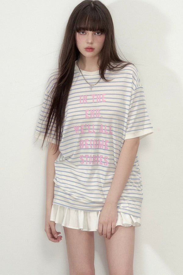 Striped Letter Print Top