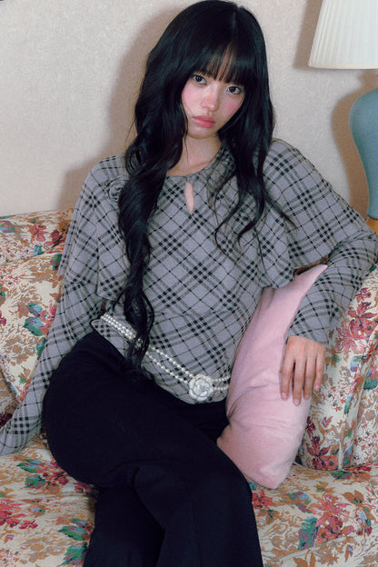Floral Plaid Cape Top and Pants Set-Up