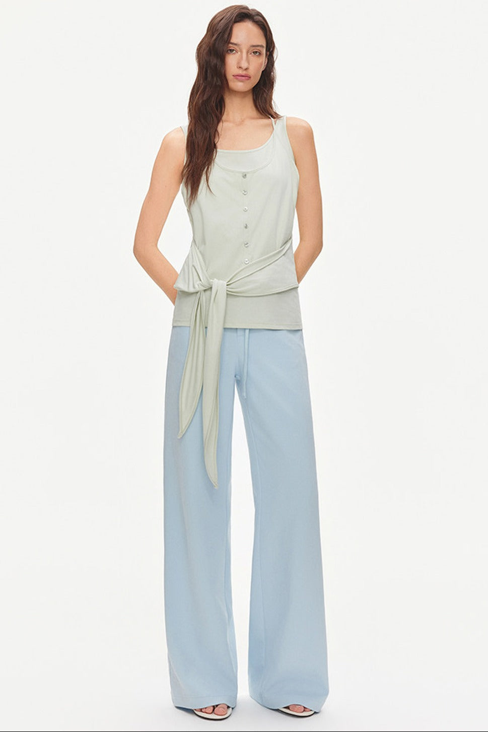Layered-Look Tie U-Neck Camisole