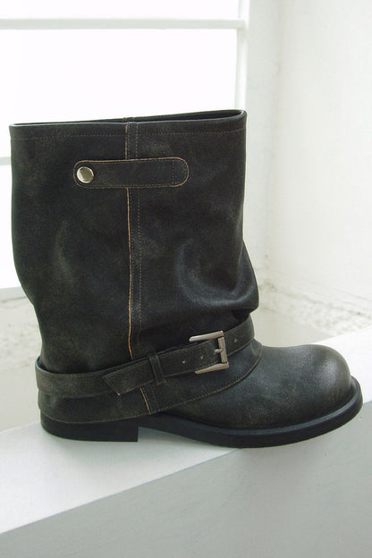 Pleated Slouch Boots
