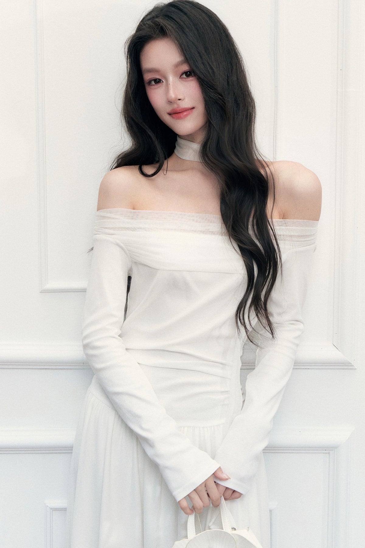 Off-Shoulder Lily Mesh Patchwork Long Dress