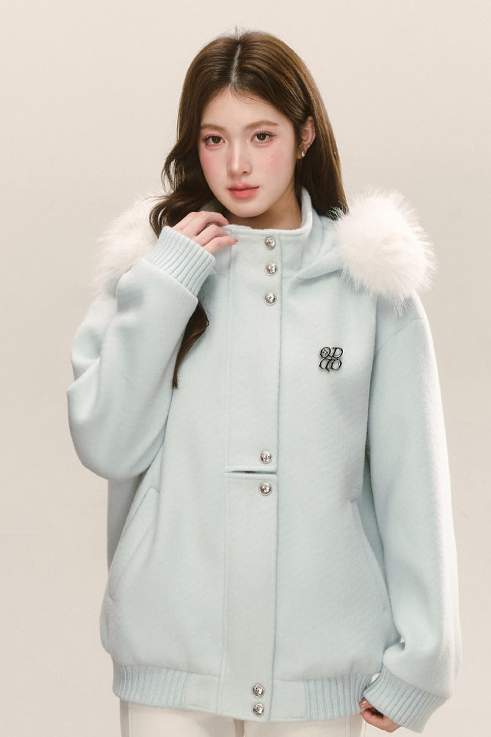 Blue Quilted Hooded Jacket