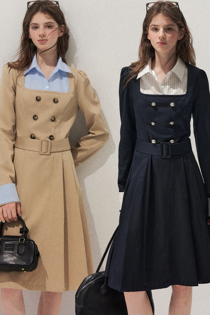 Retro Two-Piece Trench Dress