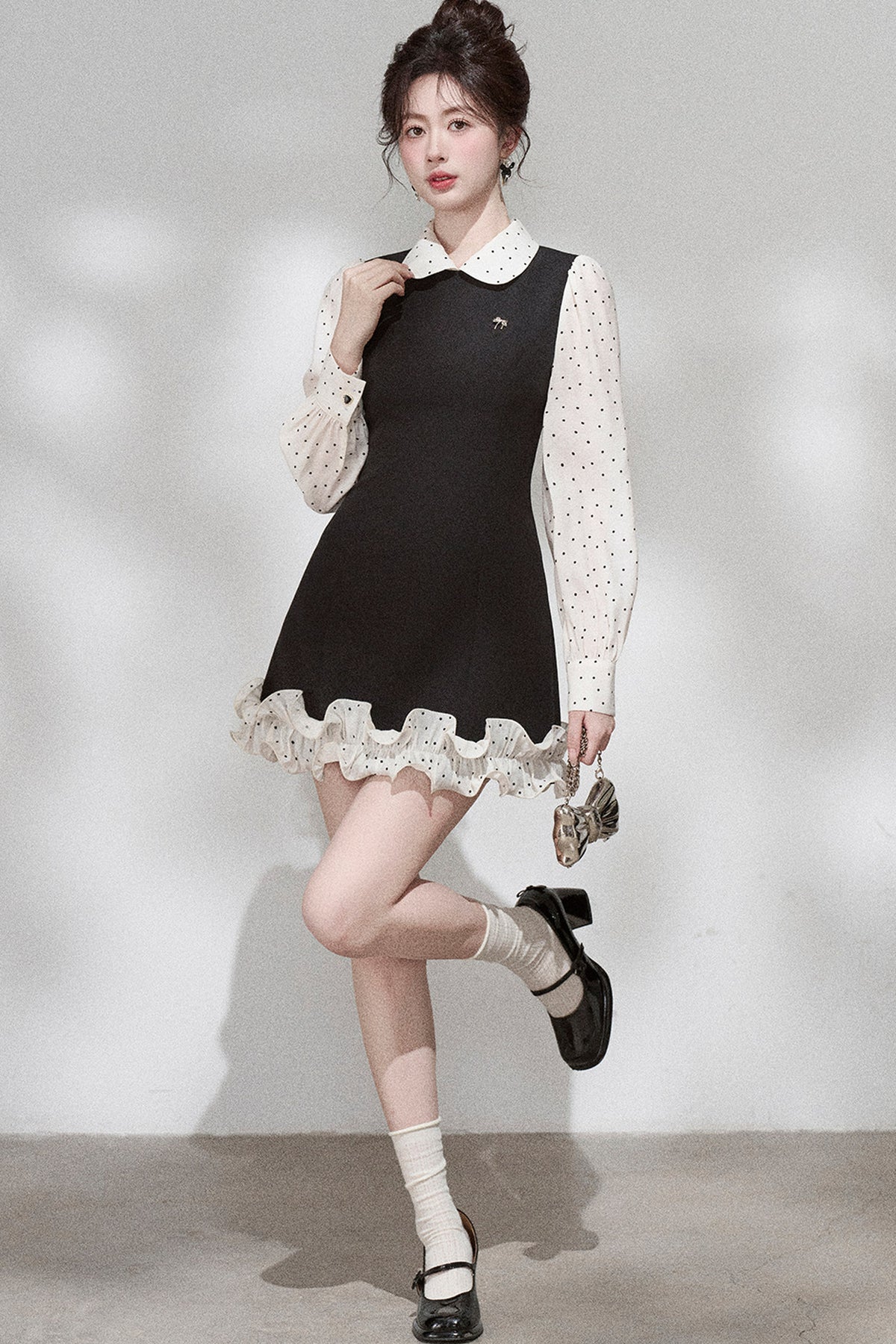 Doll Collar Layered-Look Dress
