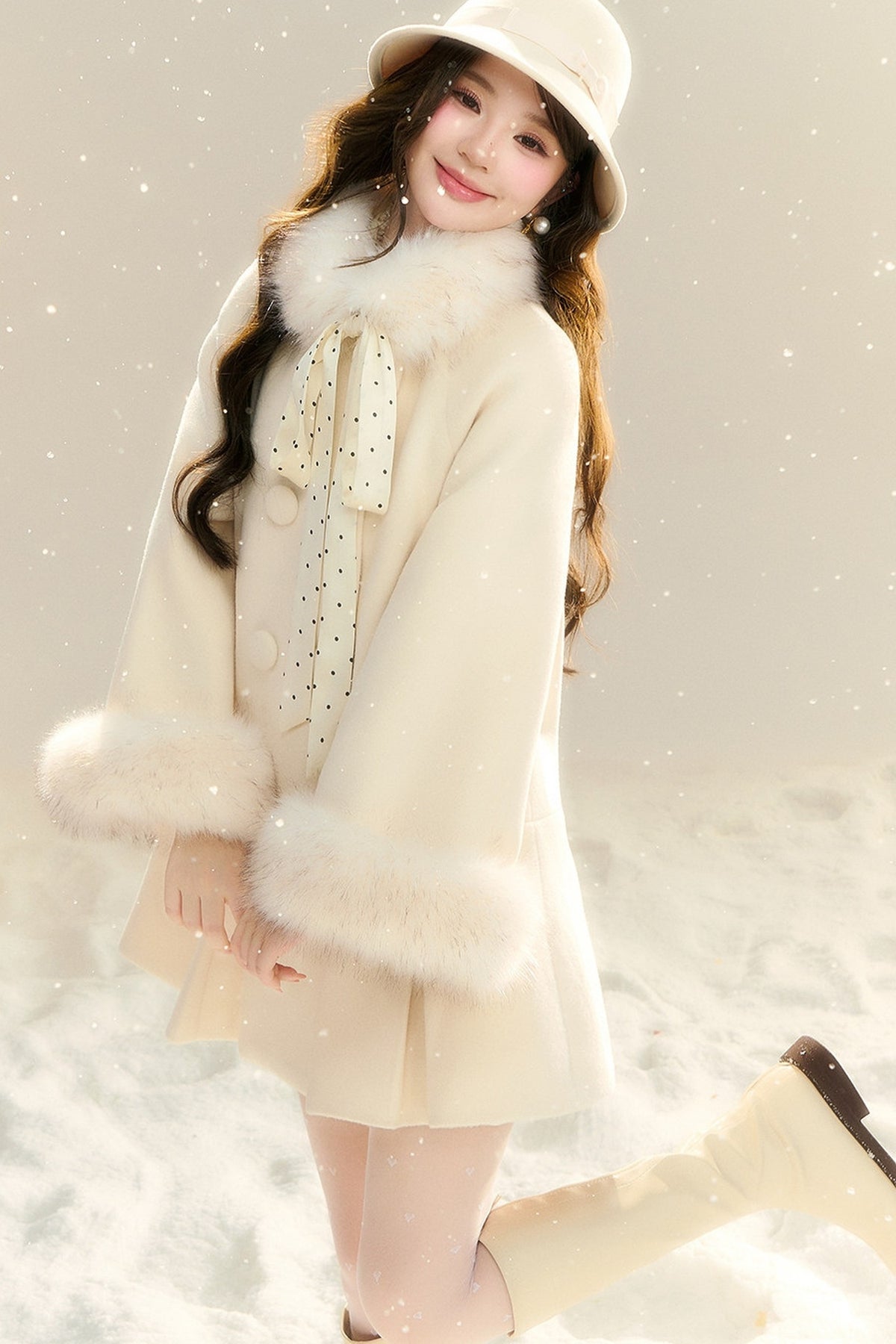 Bow Collar Woolen Coat