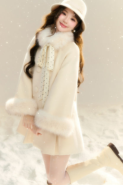 Bow Collar Woolen Coat