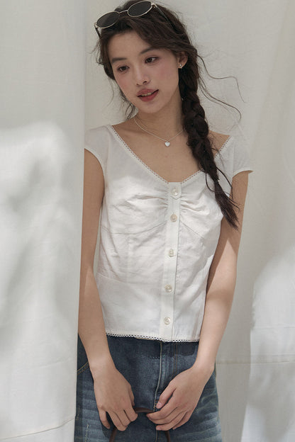 Camellia Moonlight Lace Blouse