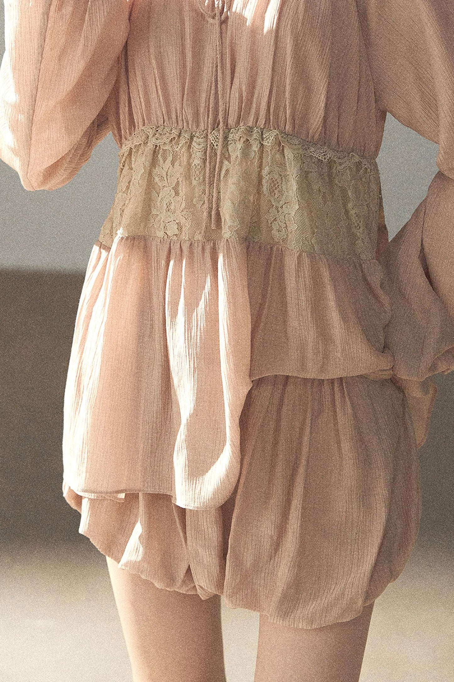 Crinkled Fabric Top and Short Skirt Set