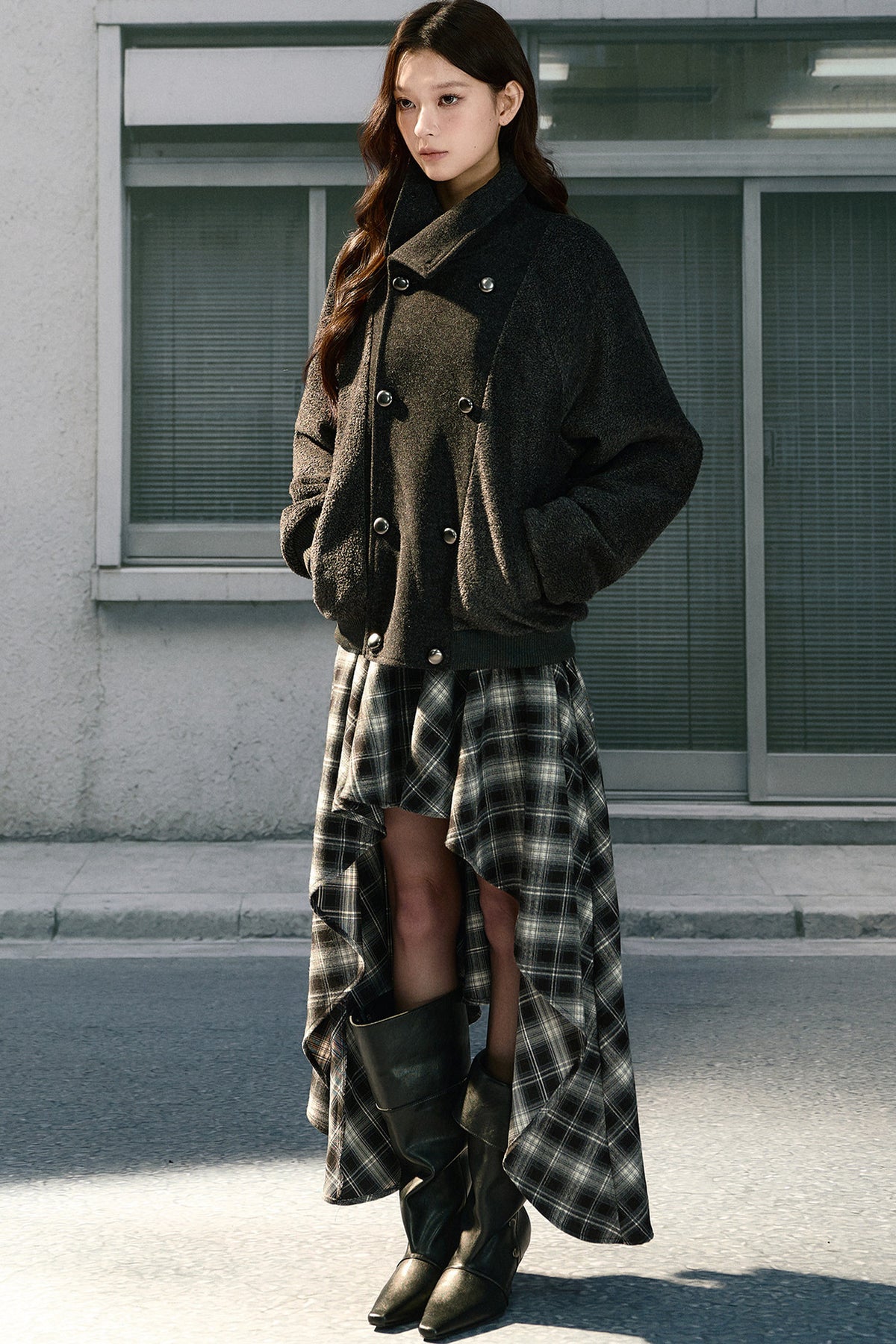 Loose Double-Breasted Woolen Jacket