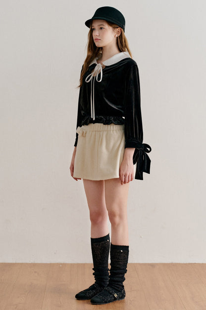 Reversible Velvet Peter Pan Collar Shirt