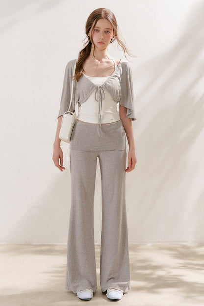 Wide Waist Straight Leg Knit Pants