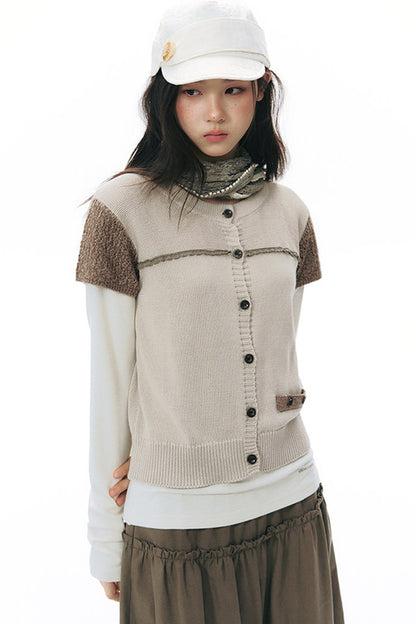 Hollow-out Short Sleeve Knit Cardigan