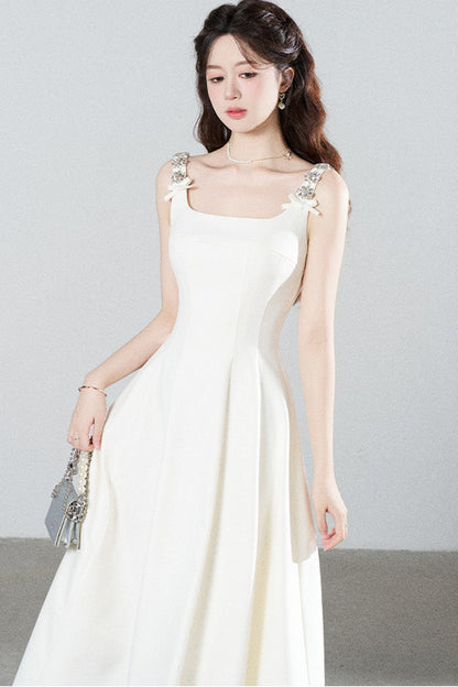 Elegant White Drapey Dress