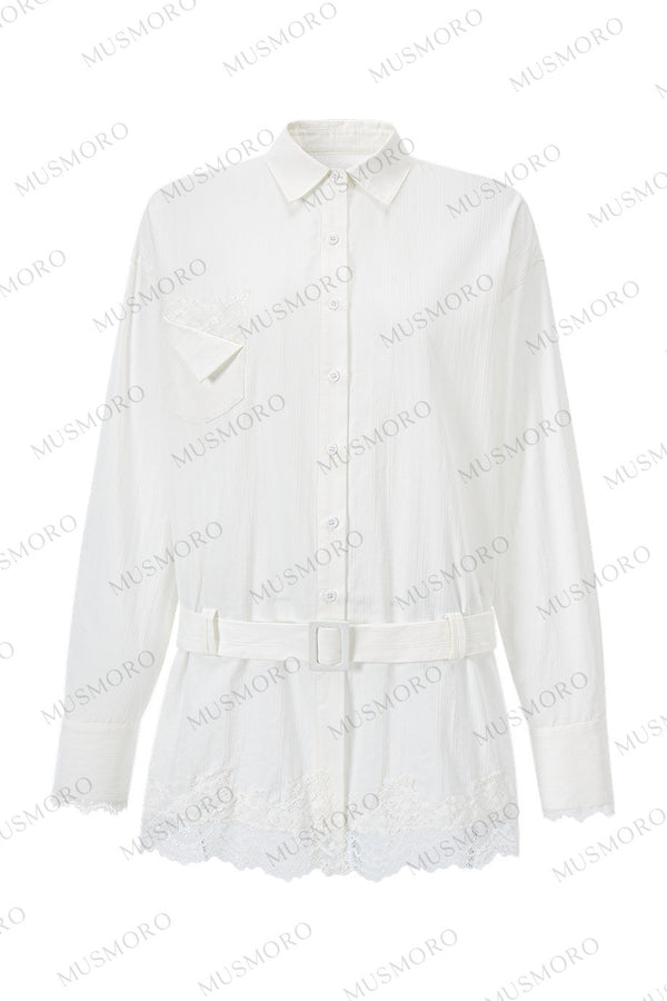 Eyelash Lace Shirt Dress