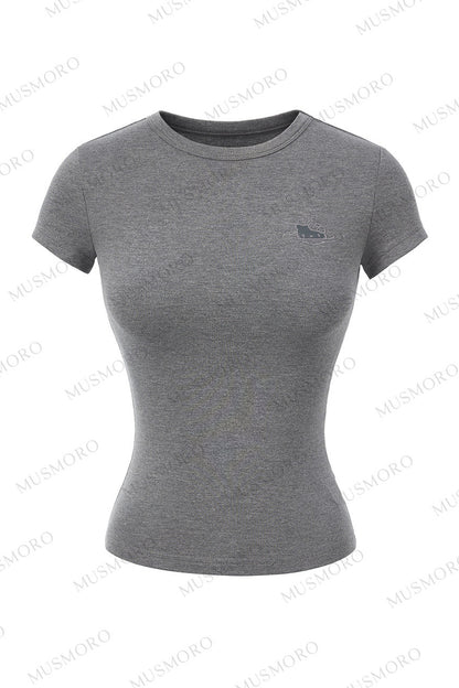 Top in maglia traforata ricamata
