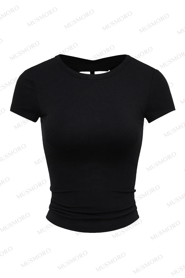 Twisted Back Short Sleeve Blouse