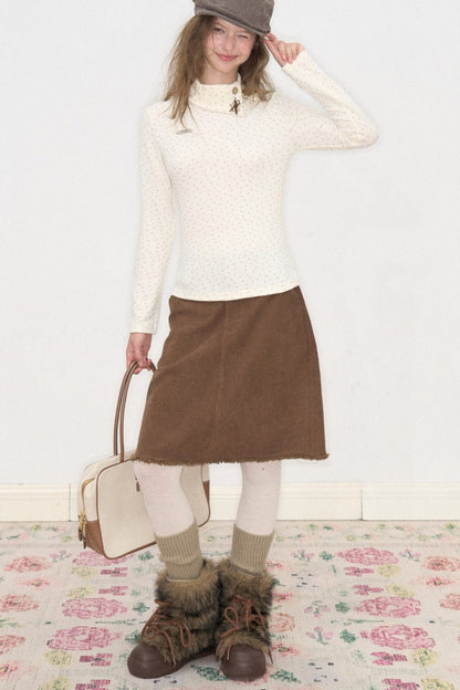 Starry Dots Asymmetrical Knit Top