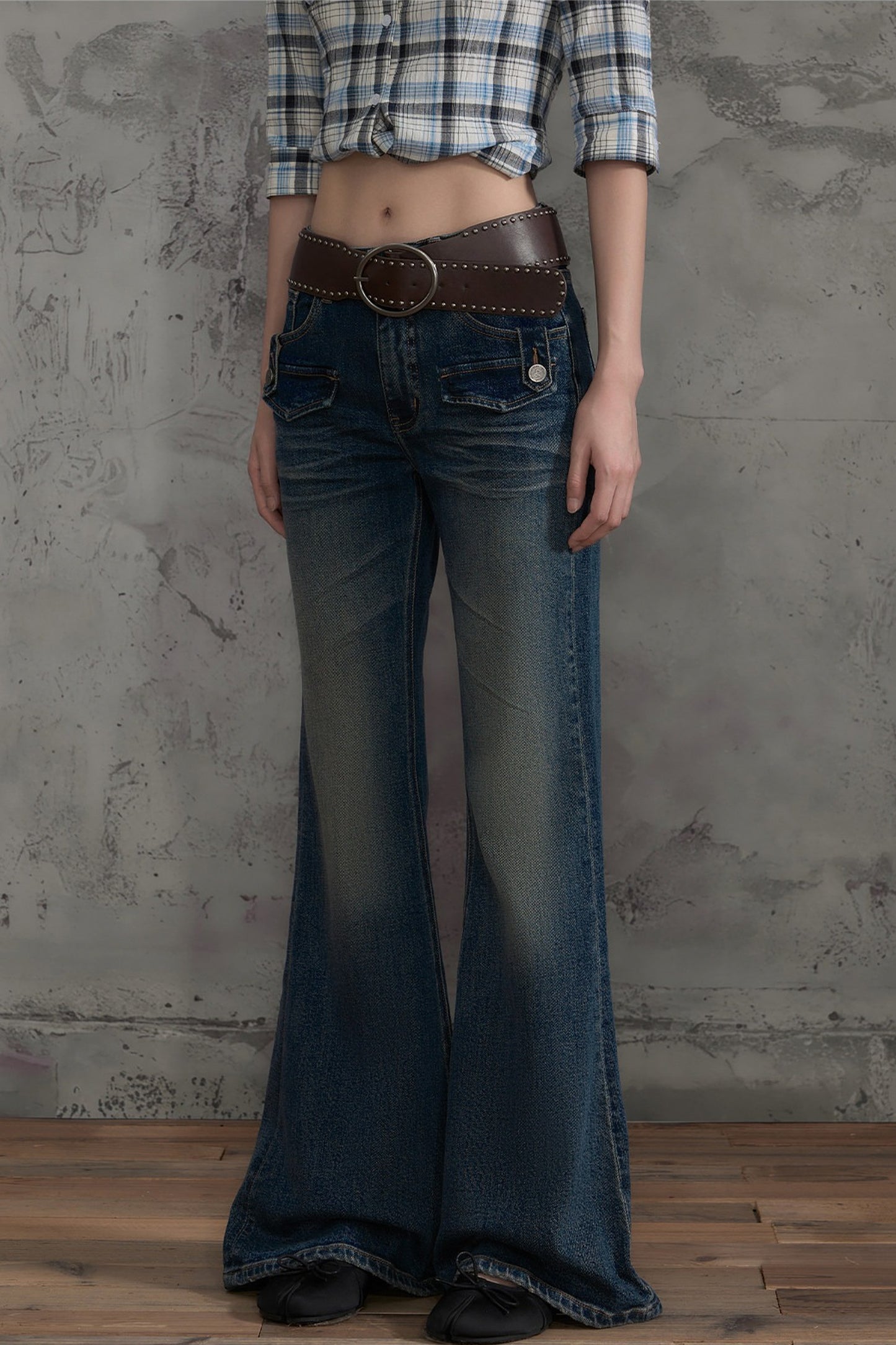 Retro Distressed Flared Pants