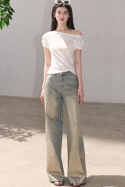 Retro Gradient Cotton Jeans