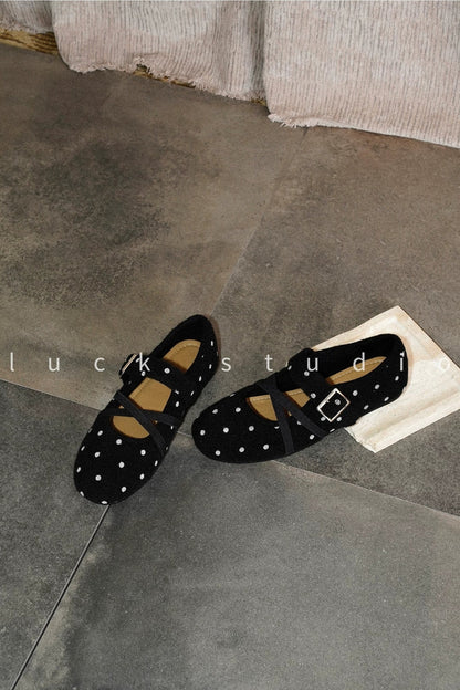 Round Toe Polka Dot Mary Jane Shoes