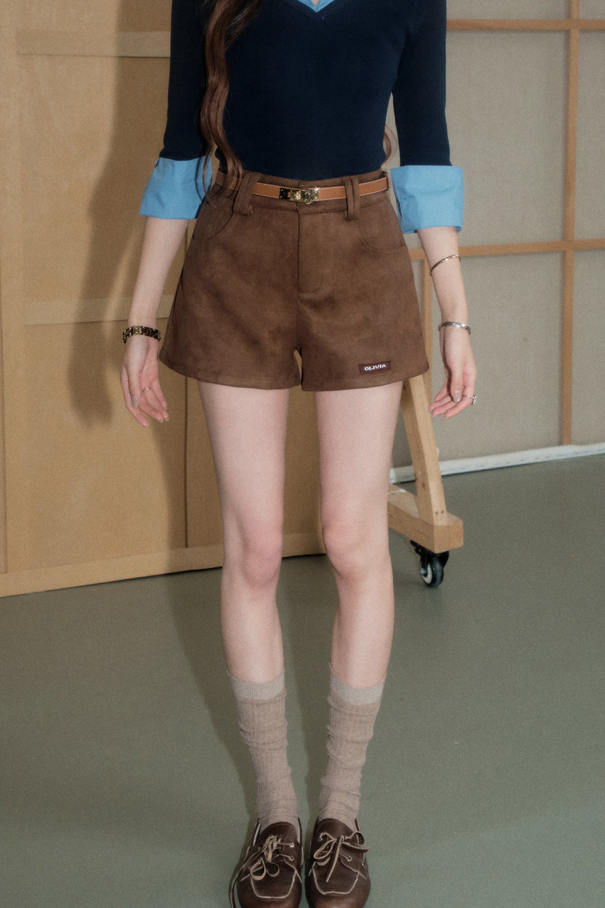 Color-Block Layered-Look Polo Shirt and Pants Set-Up