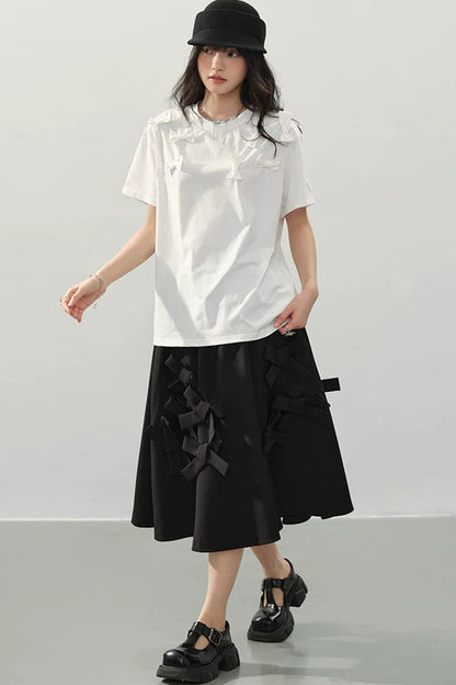 White Bow Top T-Shirt