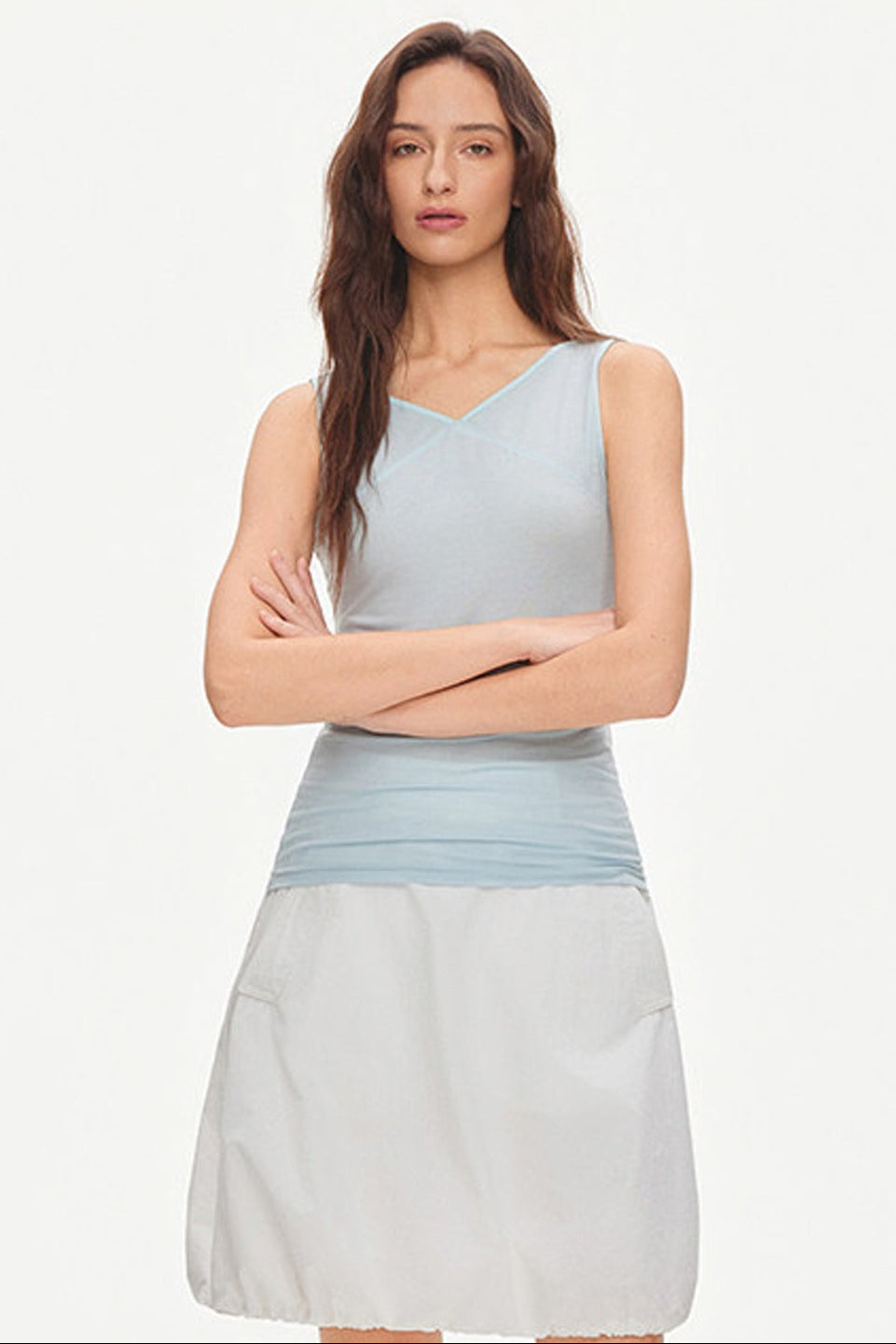 Cotton Drawstring Flower-Bud Skirt