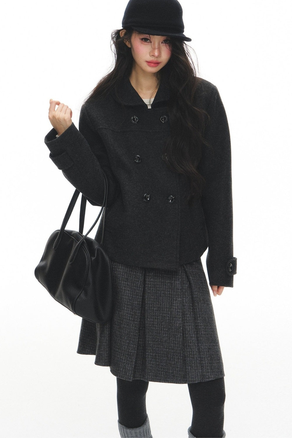 Short Wool Doll Collar Coat Set-Up