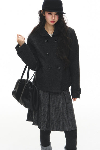 Short Wool Doll Collar Coat Set-Up