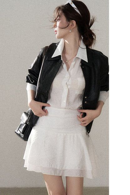 White Shirt and Skirt Set