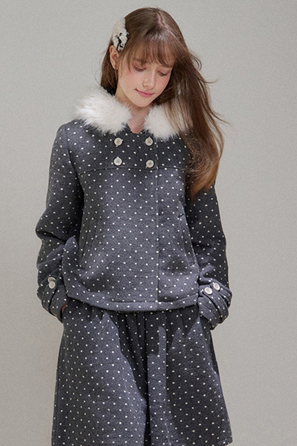 A-Line Polka Dot Tweed Skirt-Pants