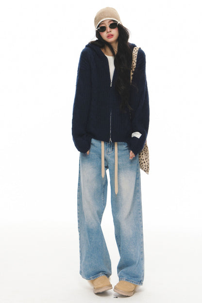 Completo cardigan a maglia a trecce
