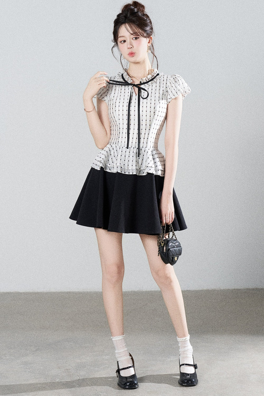 French Style Puff Sleeve A-Line Dress
