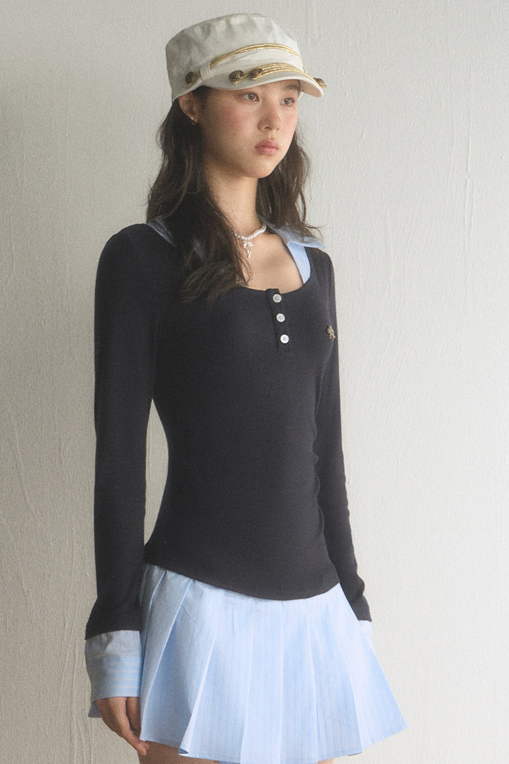 Preppy Henley Pleated Dress
