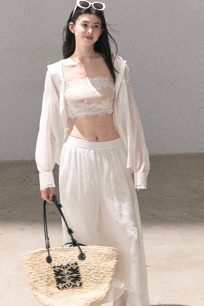Lyocell Lace Hooded Cardigan