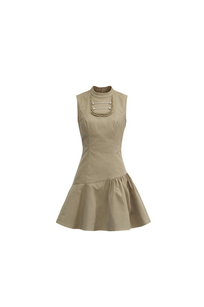 Retro Metal Double-Breasted Napoleon Jacket and Dress Set-Up