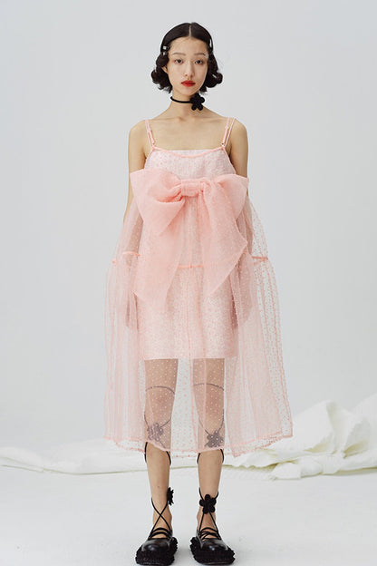 Pink Peach Blossom Strap Dress