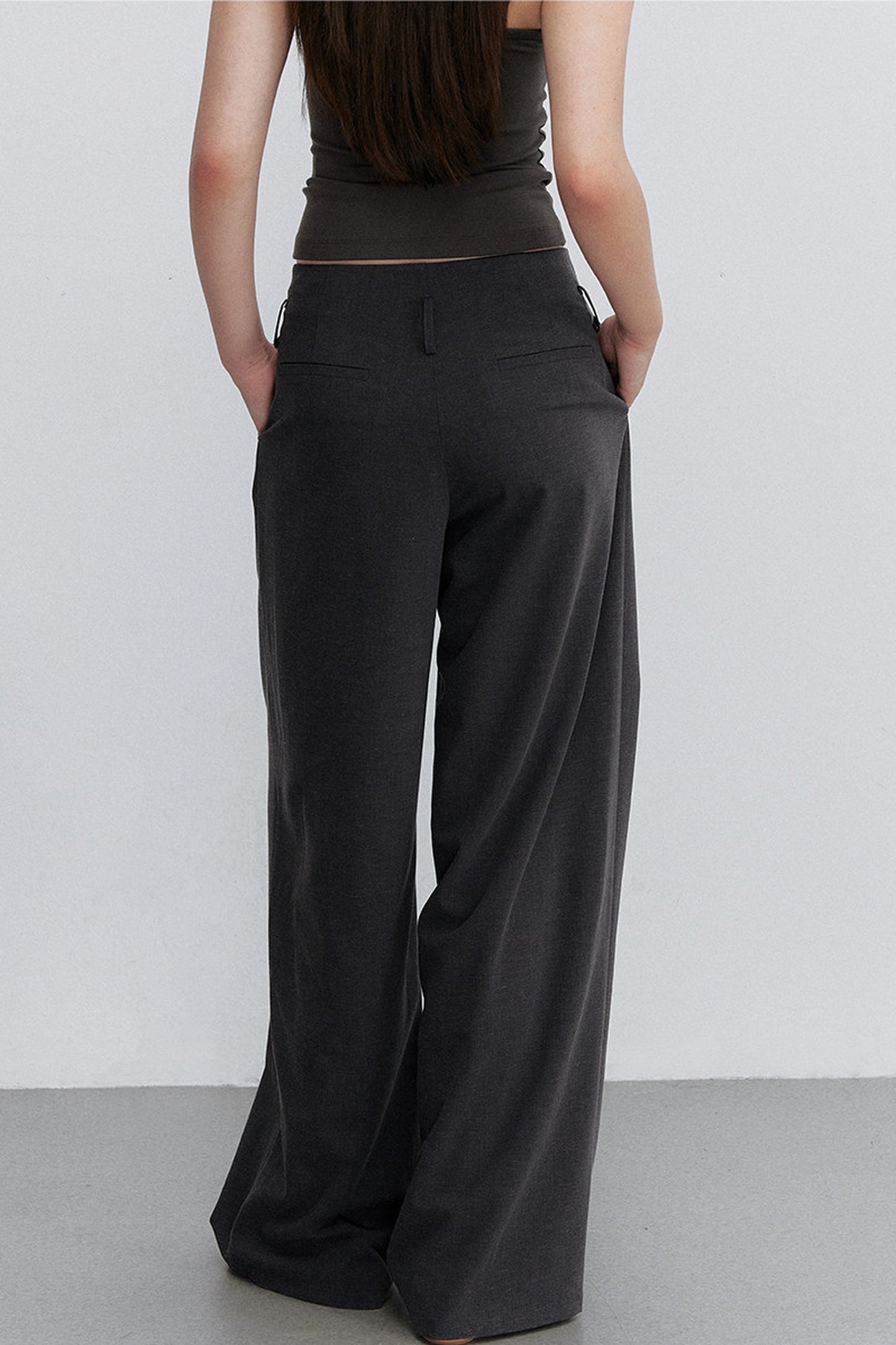 Gray Pleated Suit Pants