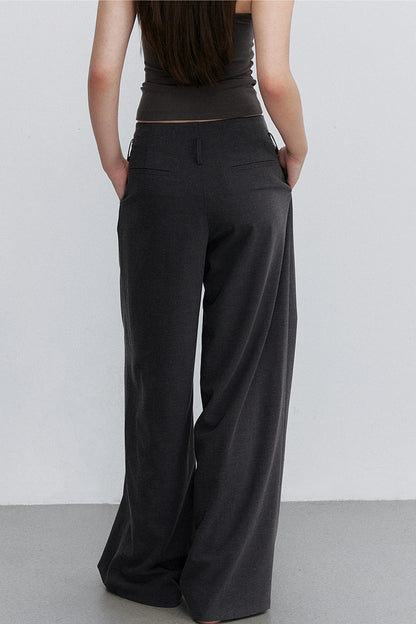 Gray Pleated Suit Pants