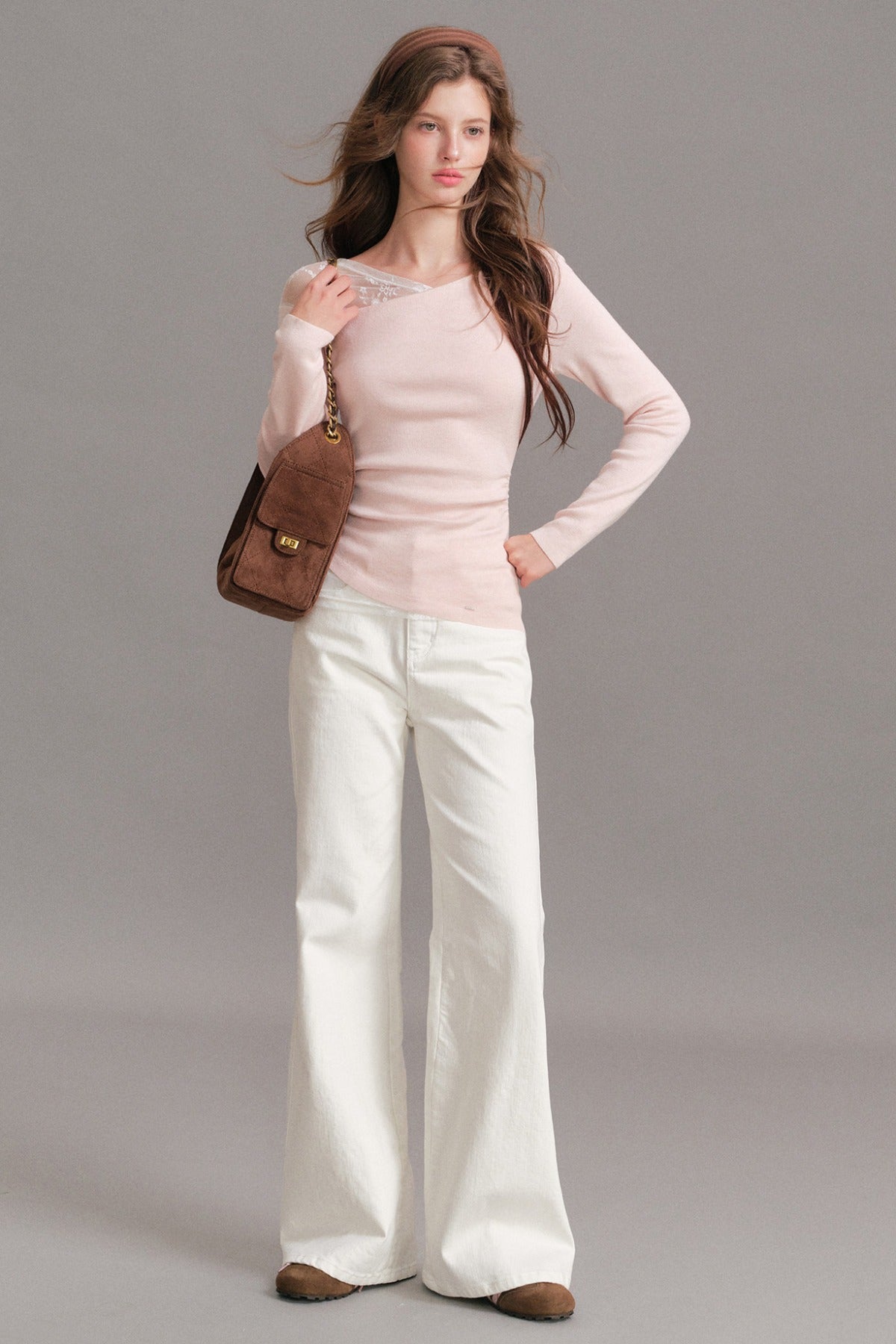 Mid-Rise Flared Flap Pocket Jeans